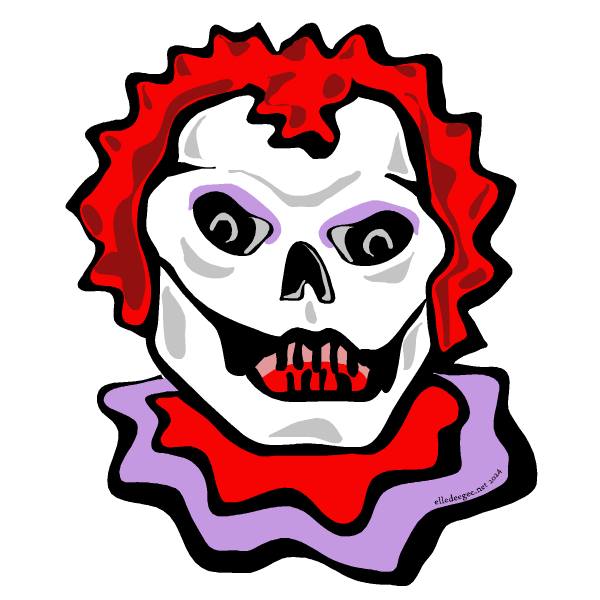 Scary undead skeleton clown